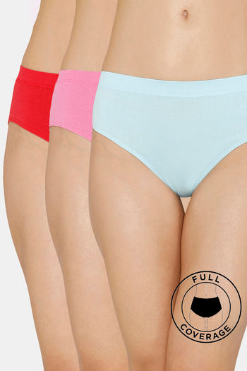 Buy Zivame Low Rise Full Coverage Hipster Panty (Pack of 3) - Assorted